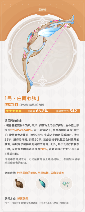 《原神》白雨心弦武器效果详细介绍