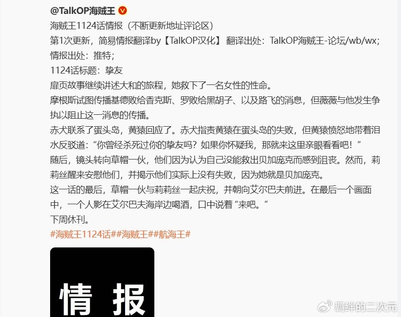 海贼王1124话：薇薇阻止摩根斯，赤犬问责黄猿，神秘人坐等路飞