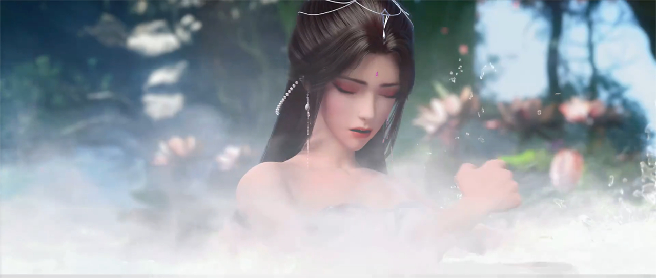 完美世界放出美女洗澡福利，清漪月婵清洗身体，娇羞表情太诱人