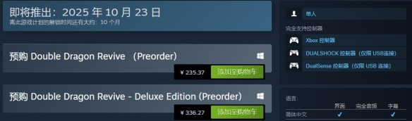 《双截龙复兴Revive》上市时间