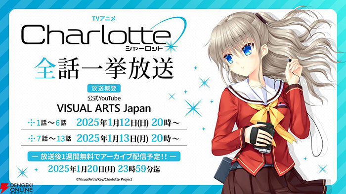 《Charlotte》和《智代アフター》等CD乐曲开始流媒体配信
