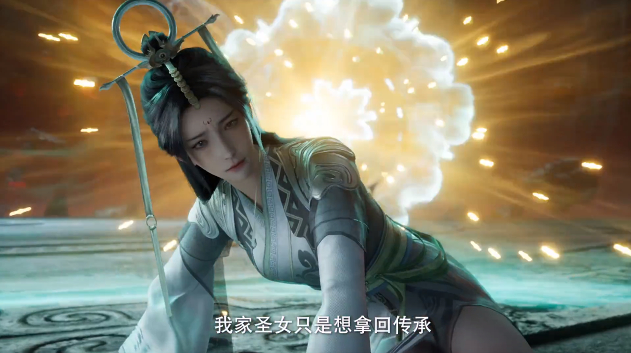 道一圣女倒地姿势好大胆，开叉裙只剩下一块白布，大长腿太诱人了